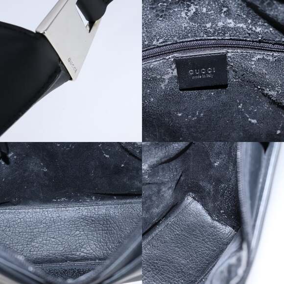 GUCCI Shoulder Bag Patent Leather Black Silver 001 3017 001 3017